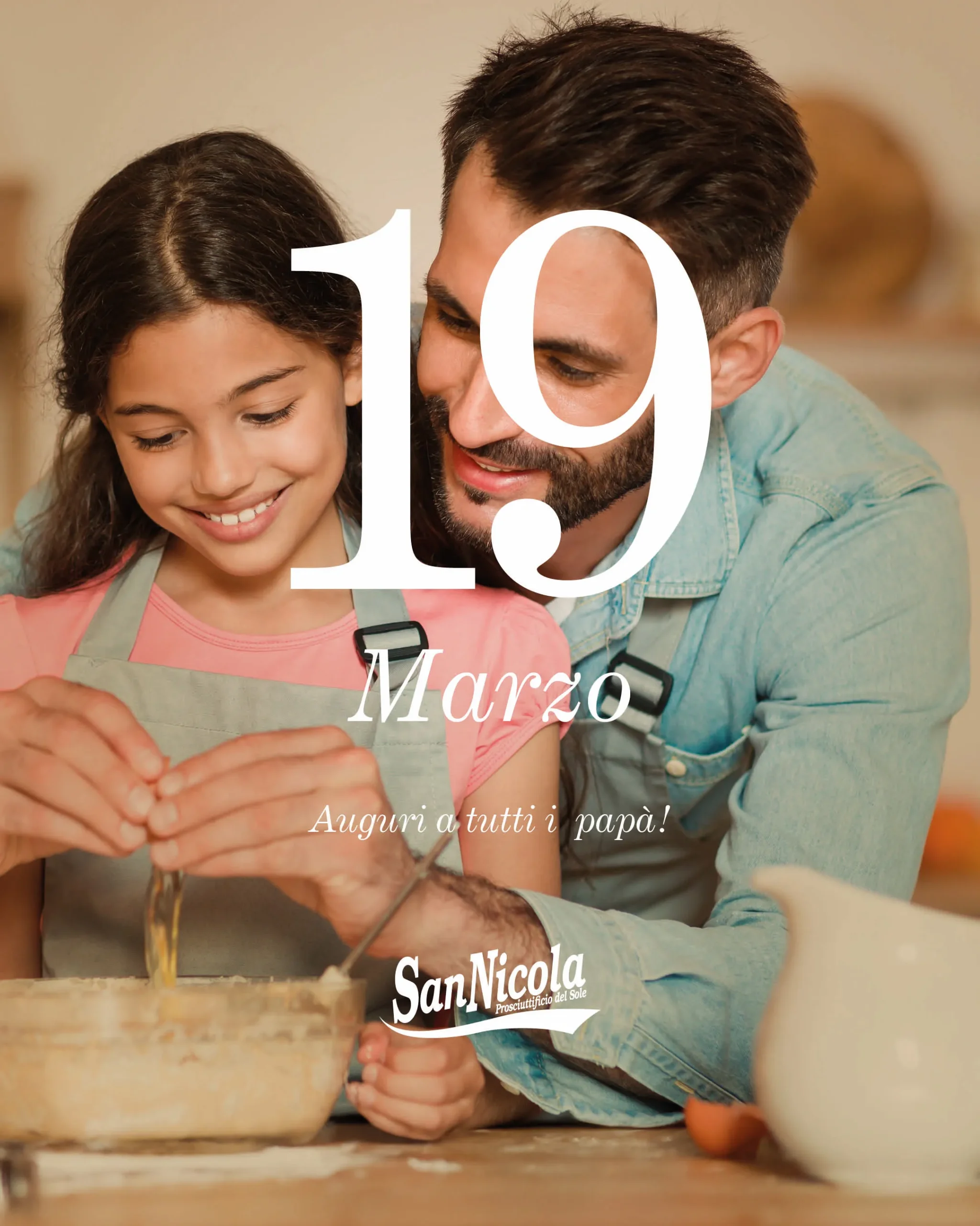 Papà con figlia che cucinano insieme.