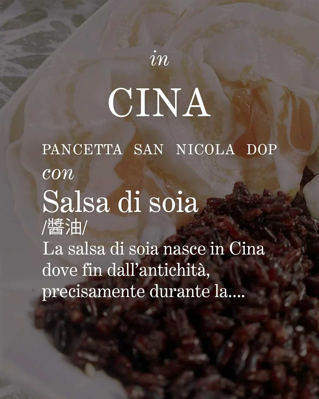 Piatto di riso nero, pancetta piacentina.