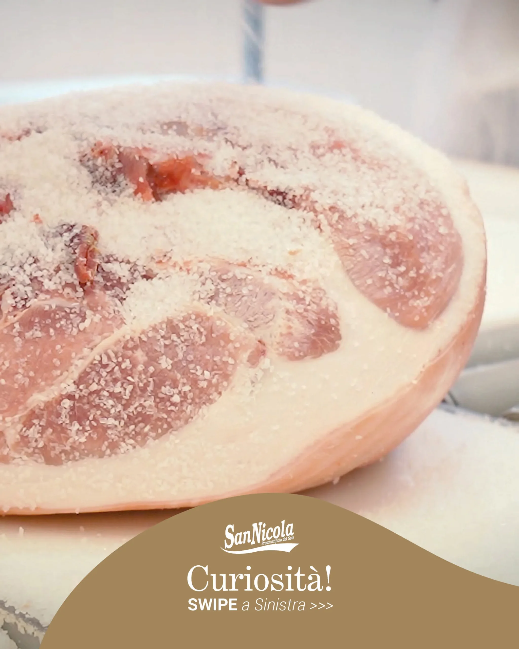 Prosciutto durante la fase della salatura.