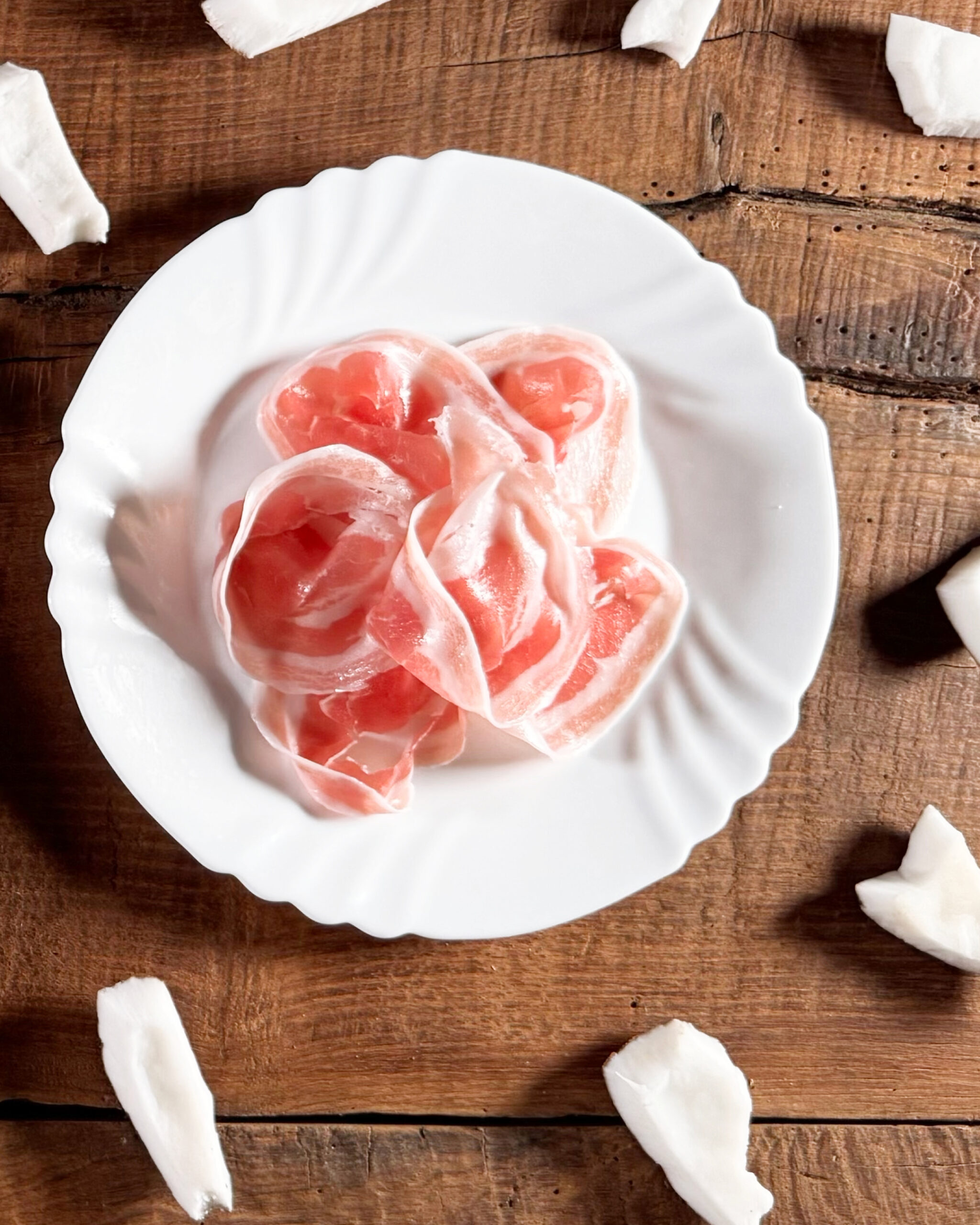 Piatto di Pancetta Piacentina e cocco.